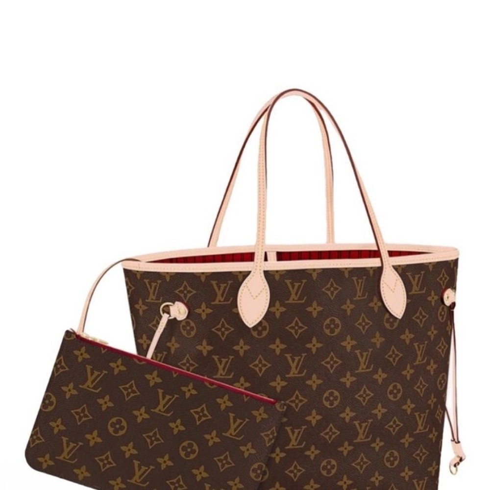 Louis Vuitton Brown and Tan Monogram Tote with pink interior